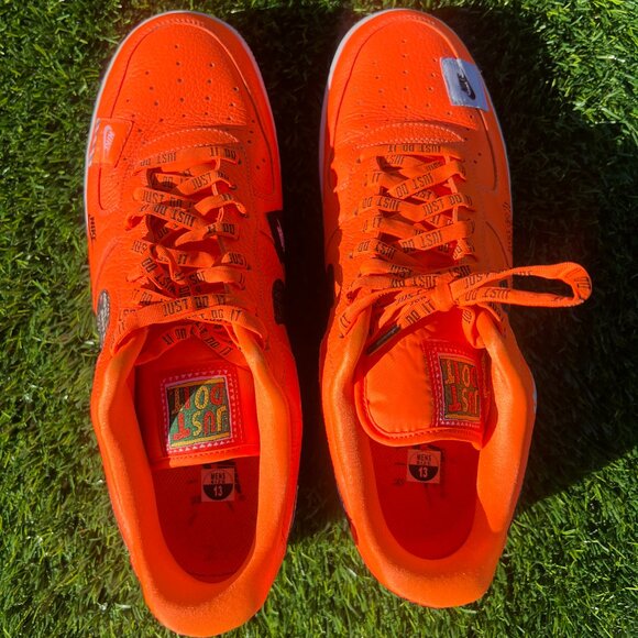 Nike Air Force 1 Low Top Orange Leather "Just Do It" - Picture 6 of 8